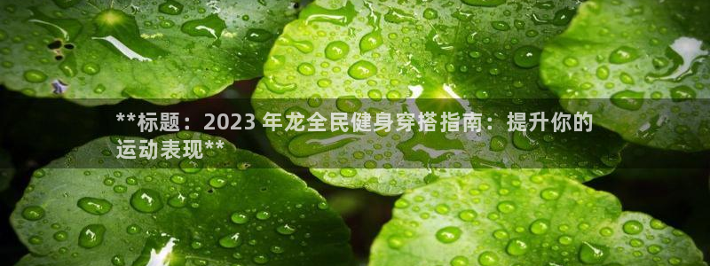 尊龙凯时为什么输了钱：**标题：2023 年龙全民健身穿